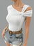 Dame Asymmetrisk Bluse Blødt Stof Moderne Design-5