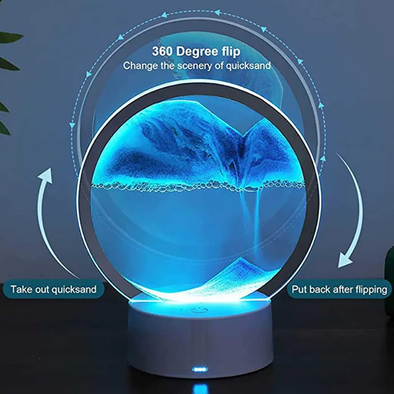 Bordlampe Hvid 3D Sandanimation Glas Kunstnerisk Design-3