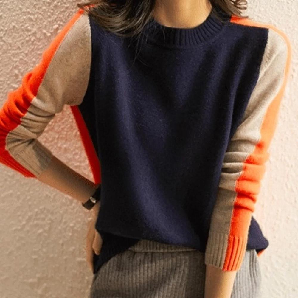 Dame Sweater Retro Stripe 100% Bomuld 1