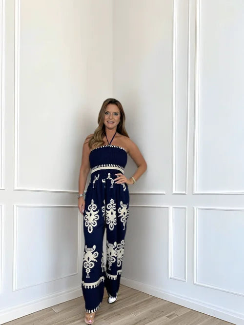 Kvinders Halter Jumpsuit Elegant Polyester-3