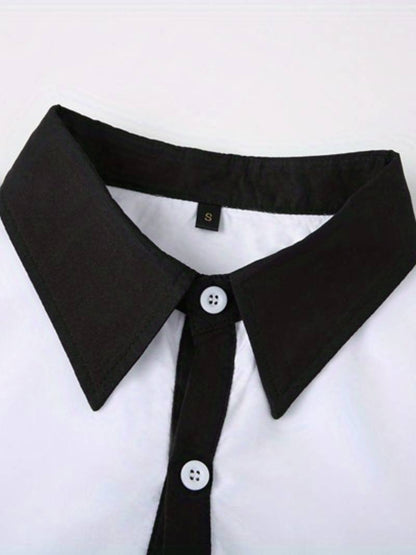 Herre Button-Up Skjorte Kontrasterende Design 100% Bomuld-3