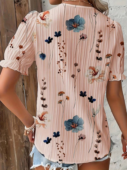 Skjortebluse Dame V-hals Let Materiale Afslappet Pasform-6