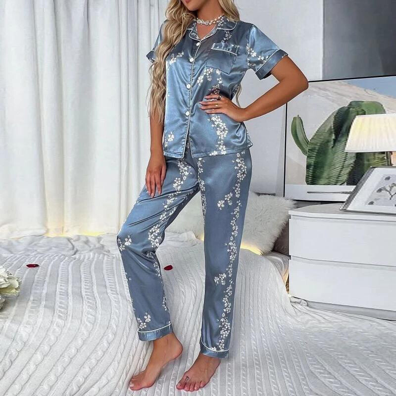 Elegant langærmet pyjamassæt til kvinder