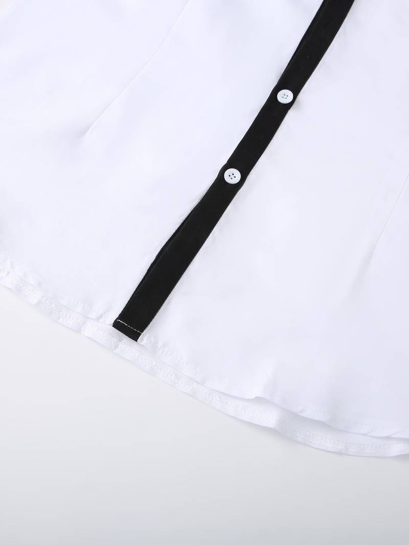 Herre Button-Up Skjorte Kontrasterende Design 100% Bomuld-6