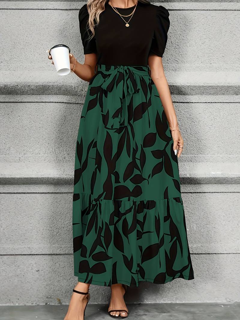 Kvinders Kjole Blomsterprint Rund Hals 100% Bomuld-5