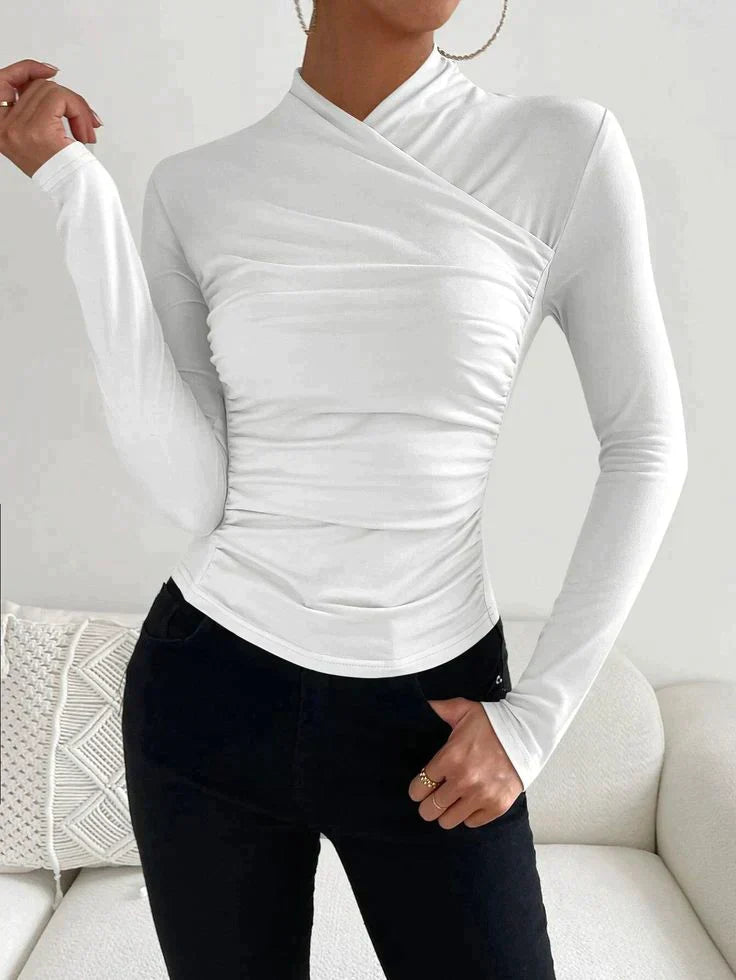 Kvinders Longsleeve Top Minimalistisk Bomuldsblanding