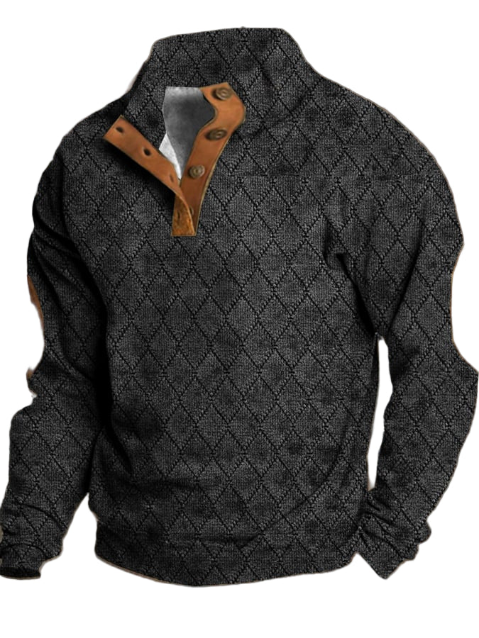 Herre Fleece Sweater Retro Polyester Blended 1