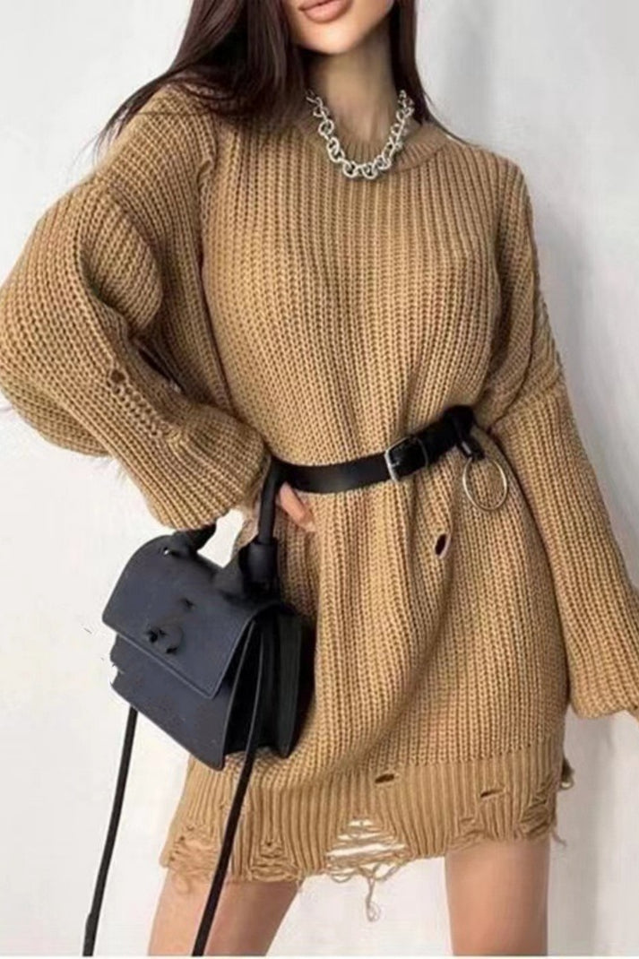 Variant image for Dame Sweater Afslappet O-hals 100% Bomuld Striktrøjer Dame-13