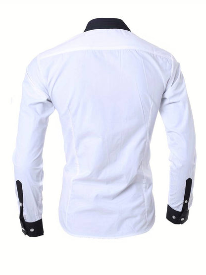 Herre Button-Up Skjorte Kontrasterende Design 100% Bomuld-2