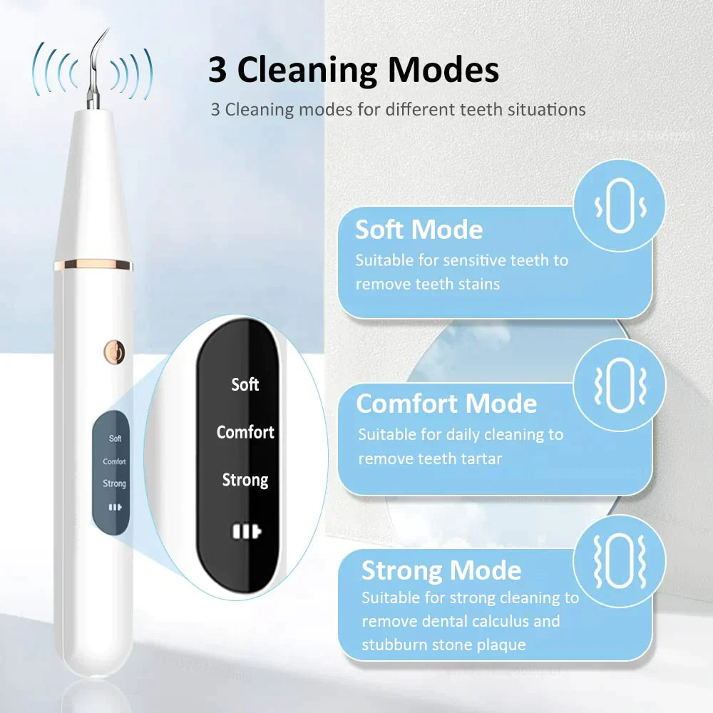 Unisex Ultrasonic Tooth Cleaner Effective Gentle Plaque Removal Plastic Metal-4