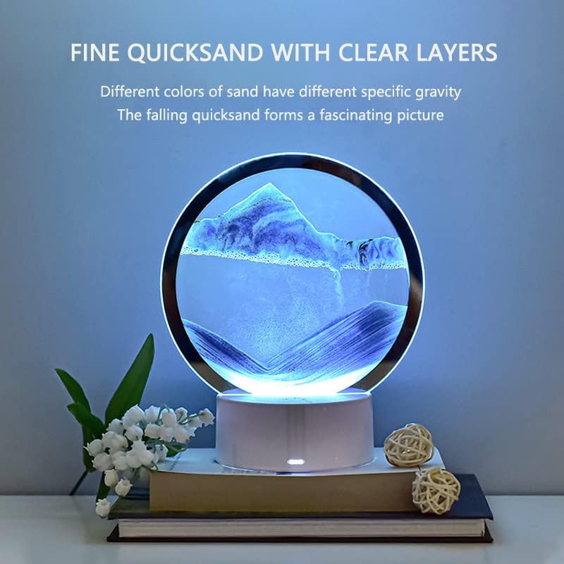 Bordlampe Hvid 3D Sandanimation Glas Kunstnerisk Design-5