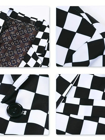 Herre Vinterjakke med Skakmønster Elegant Design Polyester-4