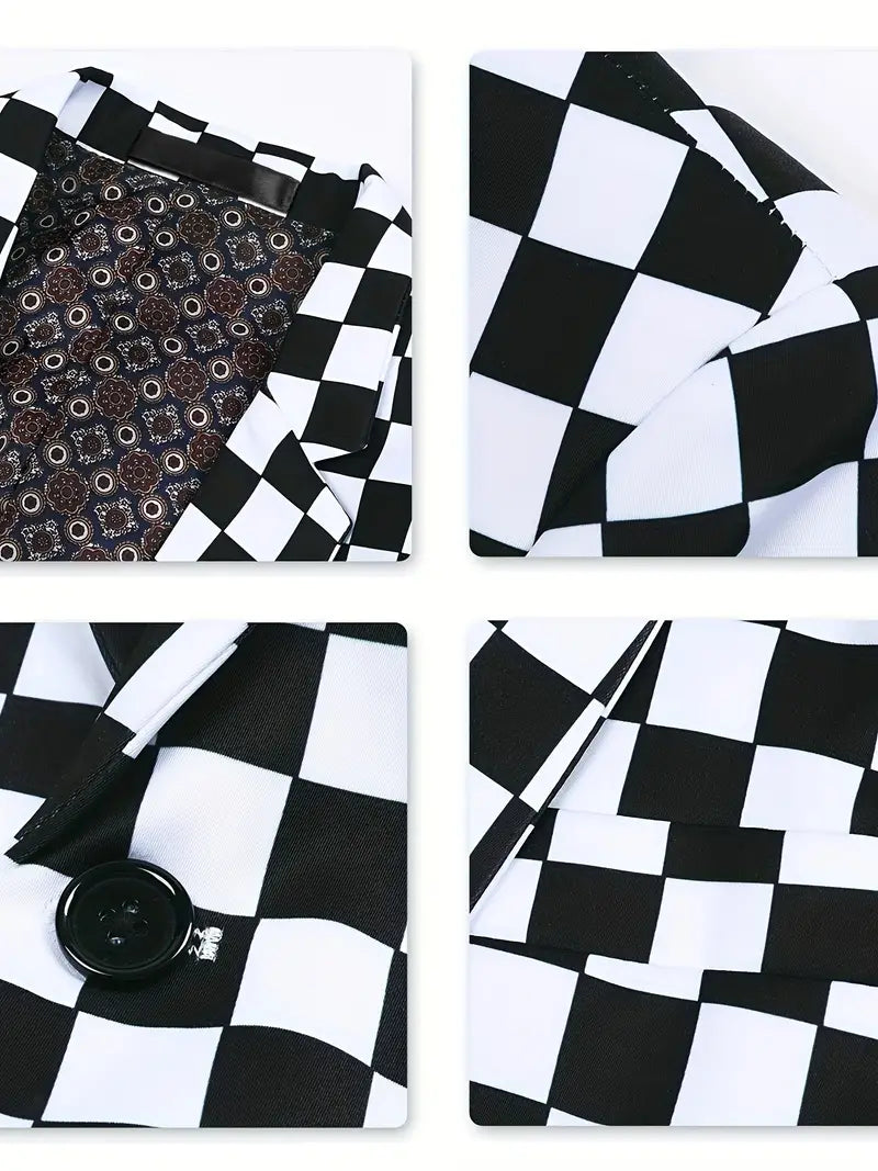 Herre Vinterjakke med Skakmønster Elegant Design Polyester-4