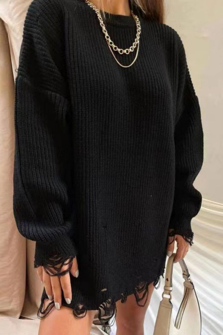 Variant image for Dame Sweater Afslappet O-hals 100% Bomuld Striktrøjer Dame-17