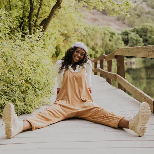 Kvinders Jumpsuit Sort Løs Casual Blødt Strækbart Stof-4