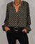 Dame Bluse V-Hals Geometrisk Mønster Katoonsmix-1