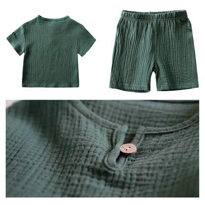 Åndbart T-shirt-shorts-sæt til børn