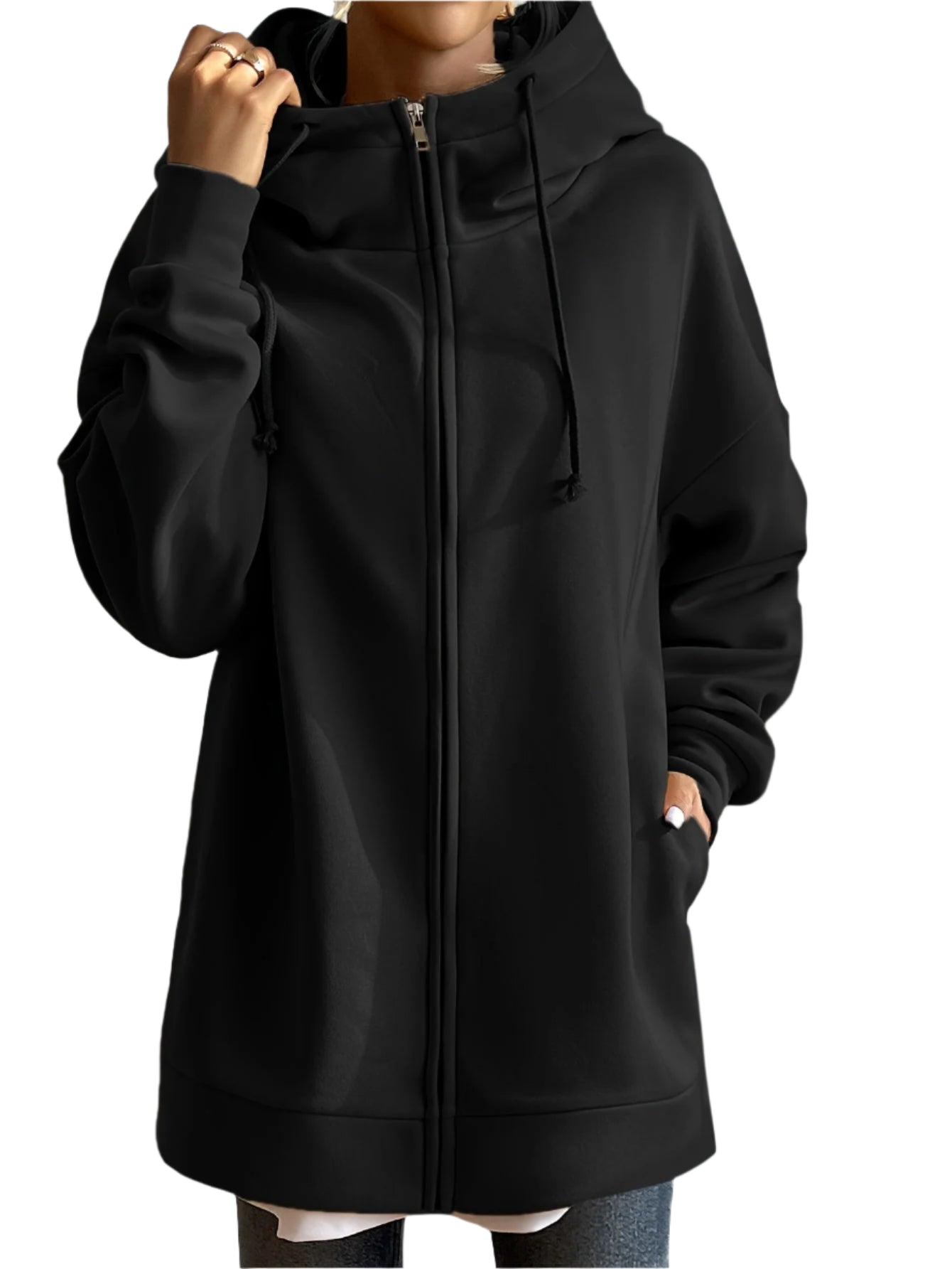 Hættetrøjer til Damer Casual Lynlås 100% Bomuld-1