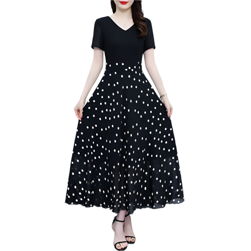 Kvinders Kjole Blomsterprint Rund Hals 100% Bomuld-1