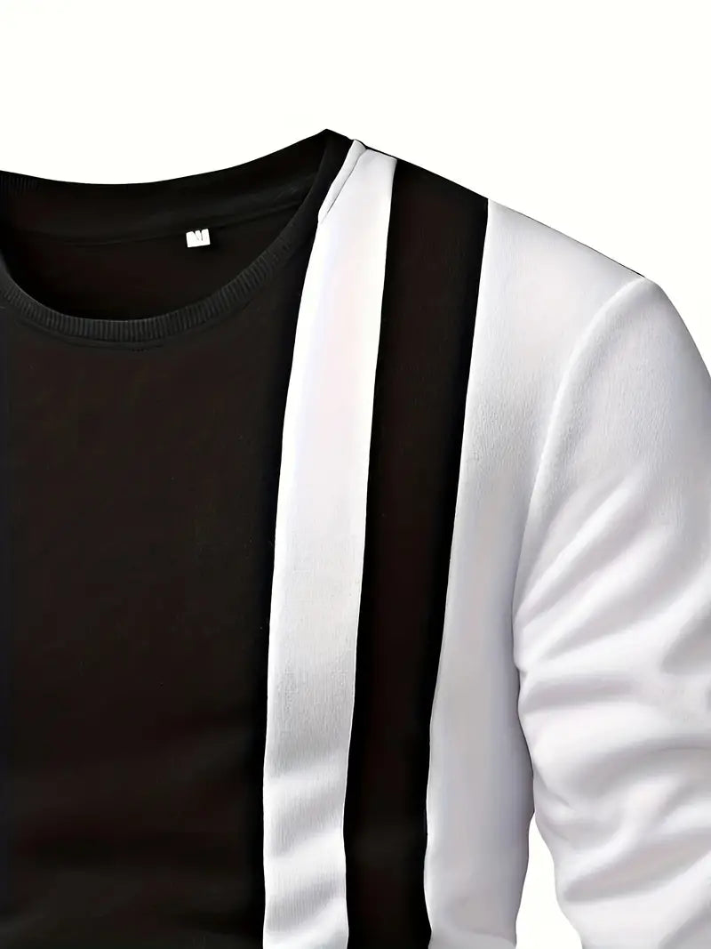 Herre Pullover Farveblok Rund Hals 100% Blød Akryl-3