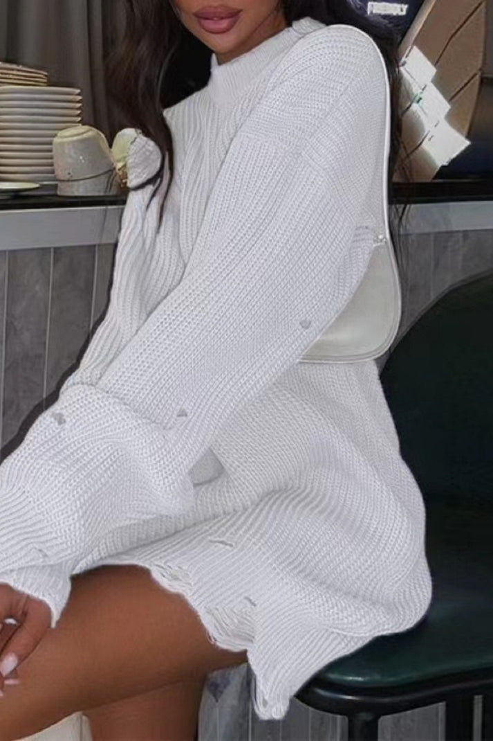 Dame Sweater Afslappet O-hals 100% Bomuld Striktrøjer Dame 5