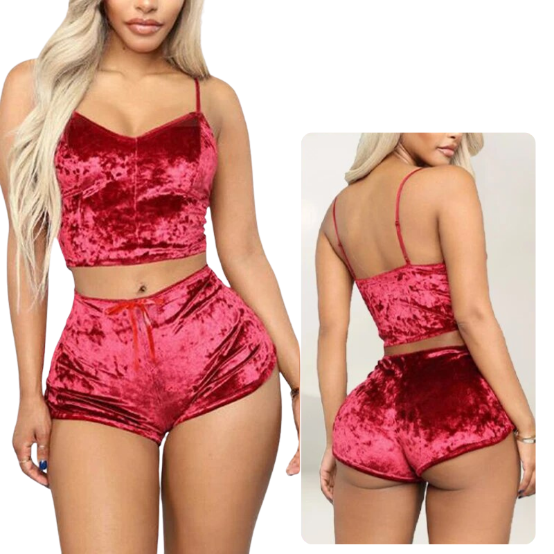 Nattøjssæt i blødt fløjl til kvinder