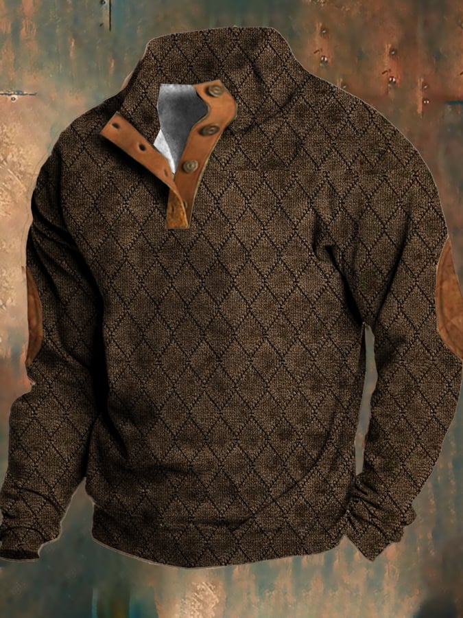 Herre Fleece Sweater Retro Polyester Blended 3