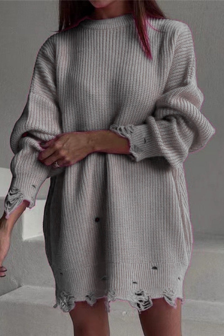 Dame Sweater Afslappet O-hals 100% Bomuld Striktrøjer Dame 4