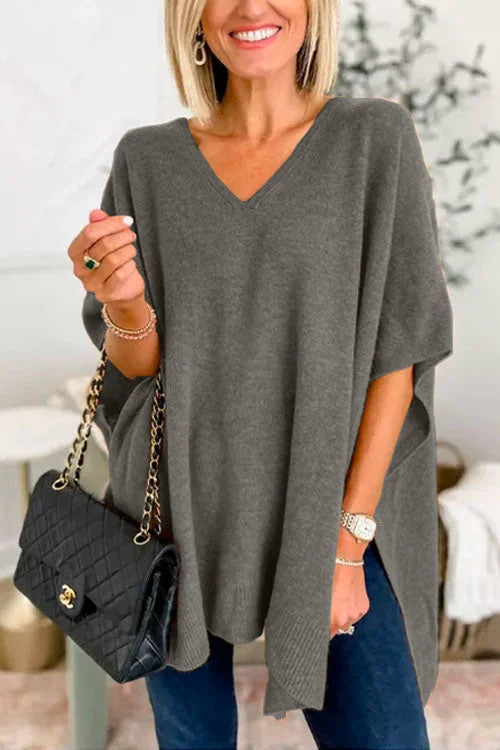 Variant image for Herre Pullover Grå Løs Stil 100% Kaschmir-1