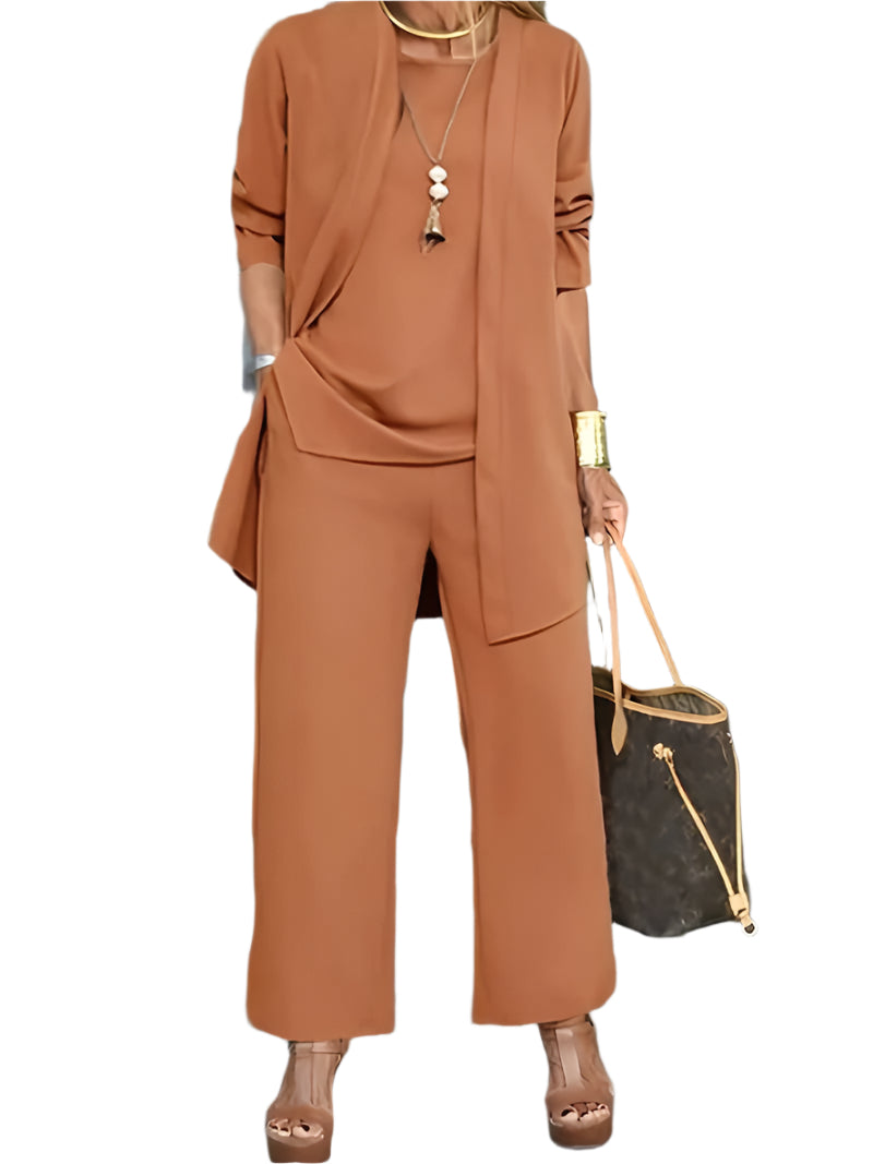 Kvinders Casual Sæt Cardigan og Lange Bukser 100% Bomuld-1