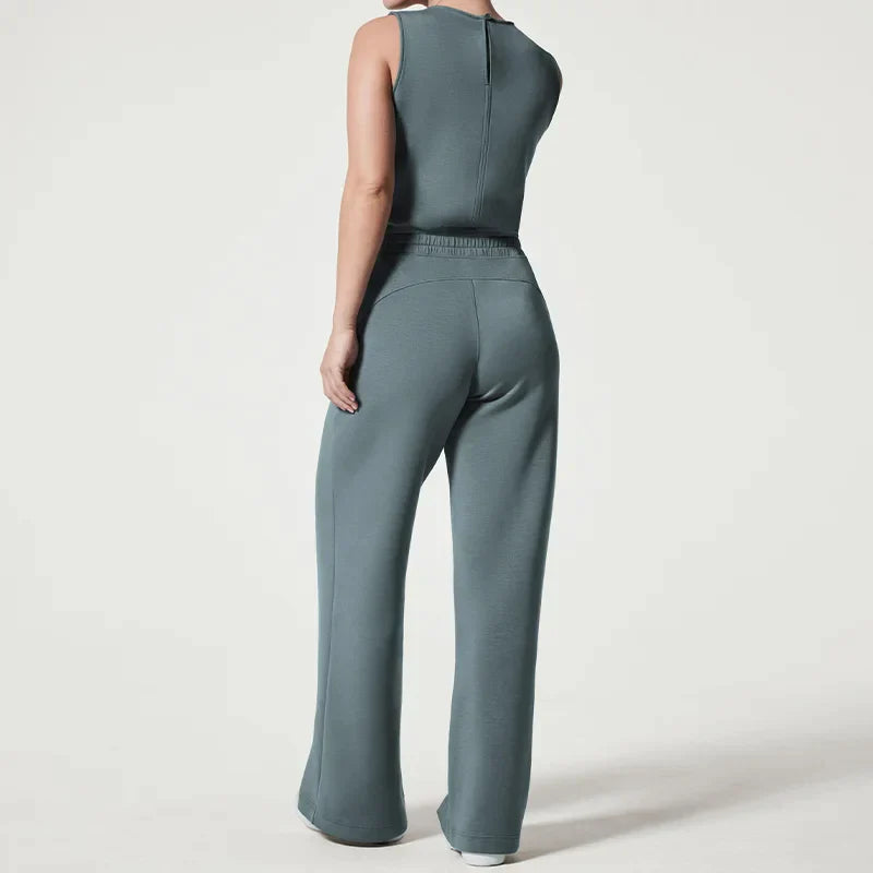Kvinder Jumpsuit Sort Elegant Letvægtsstof-5