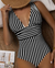 Badedragt Dame Stribet Figurformende Komfortabelt Materiale Plus Size-2