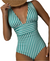 Badedragt Dame Stribet Figurformende Komfortabelt Materiale Plus Size-1