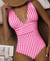 Variant image for Badedragt Dame Stribet Figurformende Komfortabelt Materiale Plus Size-35