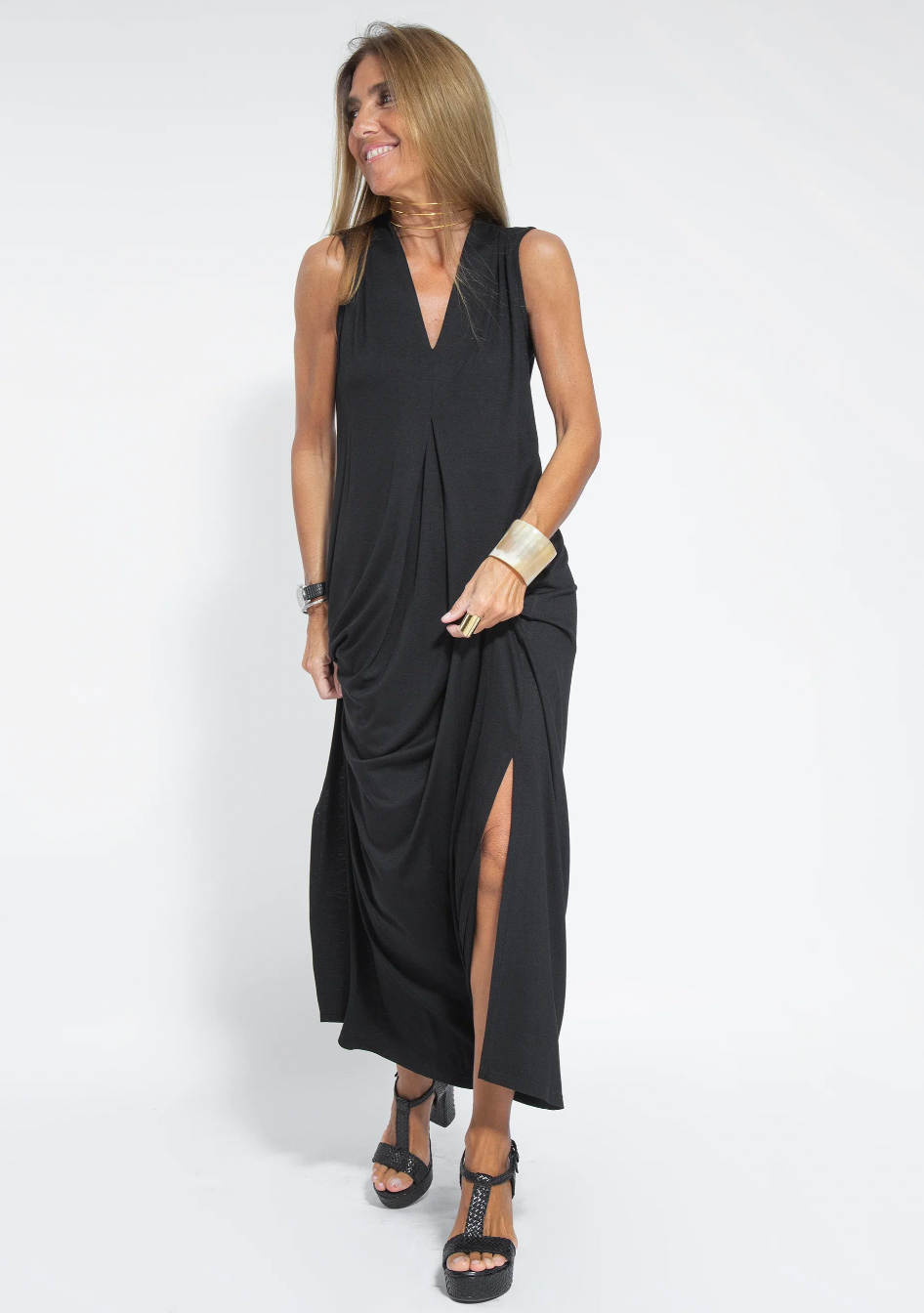 Kvinders Lang Kjole og Vest Elegant Let Stof-3