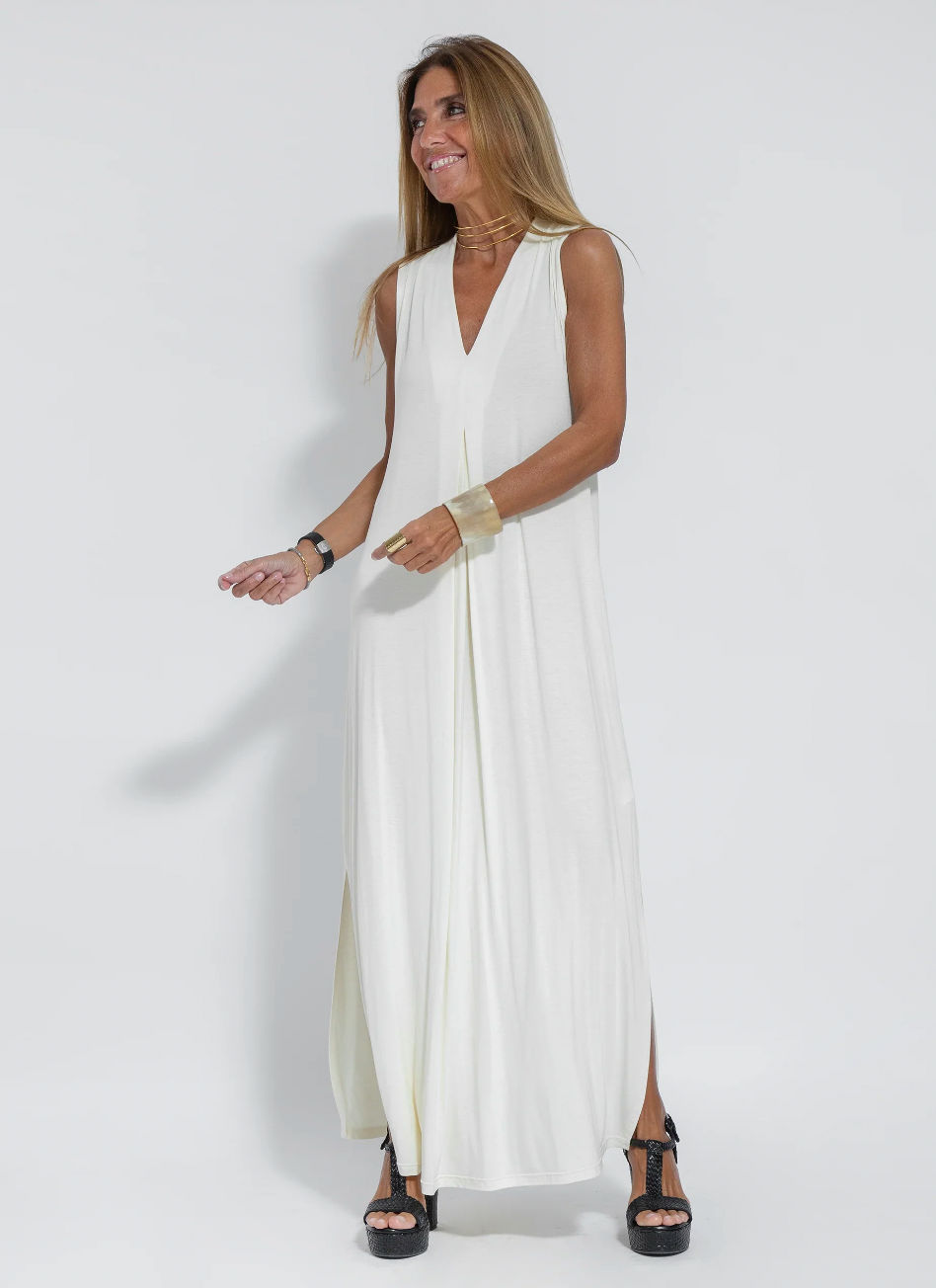 Kvinders Lang Kjole og Vest Elegant Let Stof-6