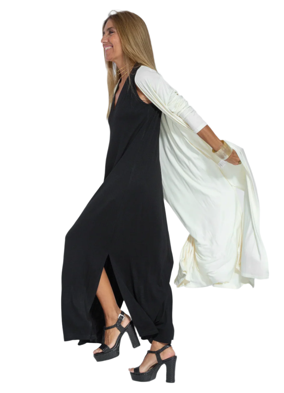 Kvinders Lang Kjole og Vest Elegant Let Stof-1