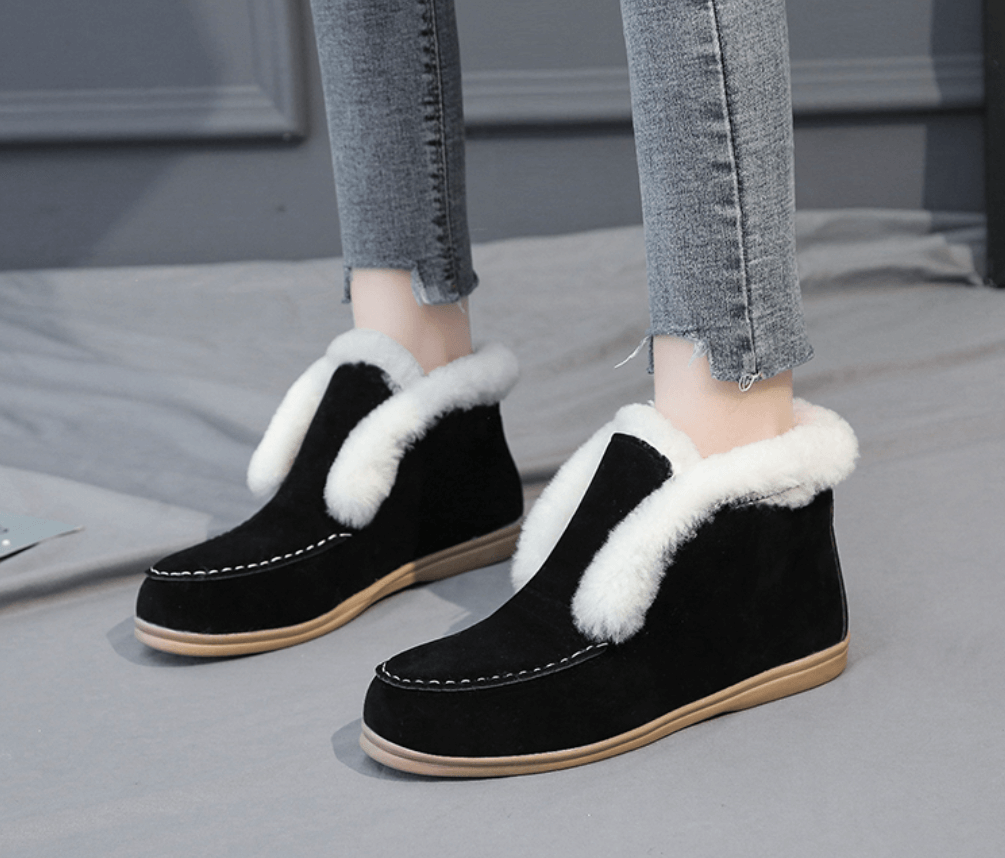 Ankelstøvler i ruskind og læder