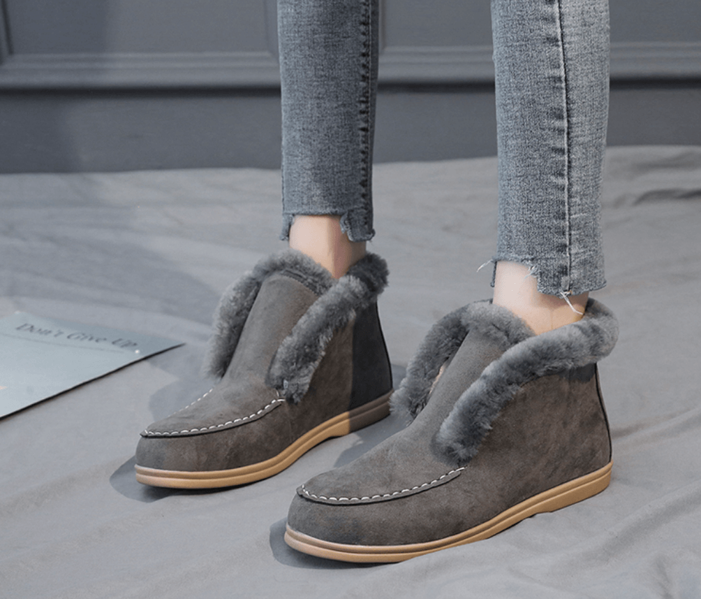 Ankelstøvler i ruskind og læder