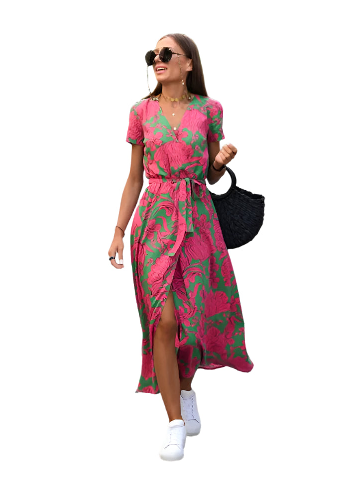 Kvinders Kjole Blomsterprint Let Bomuld-1