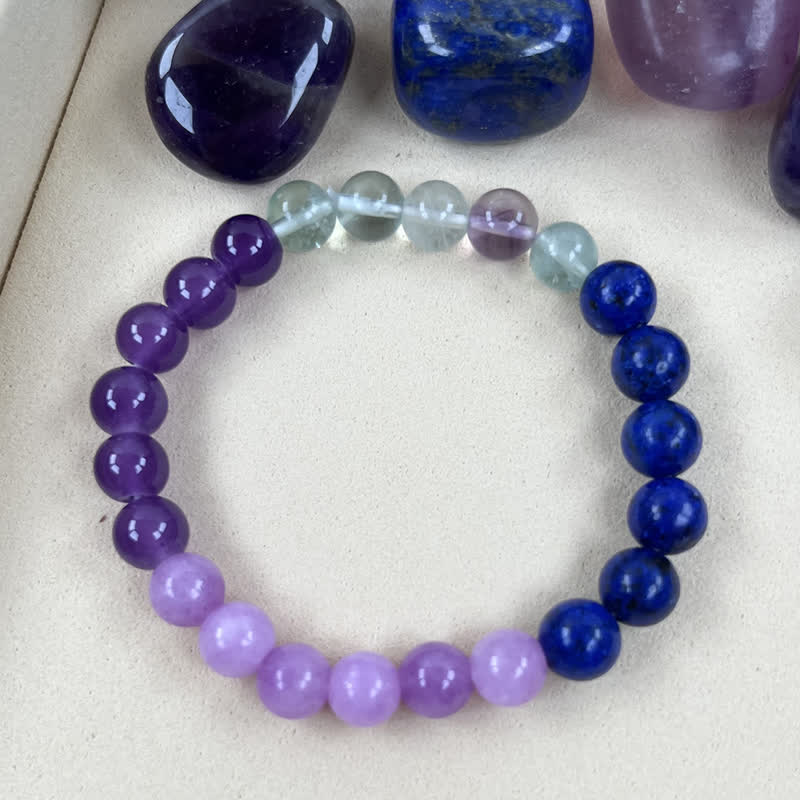 Armbånd med Ametyst, Lepidolite og Lapis Lazuli Design 2