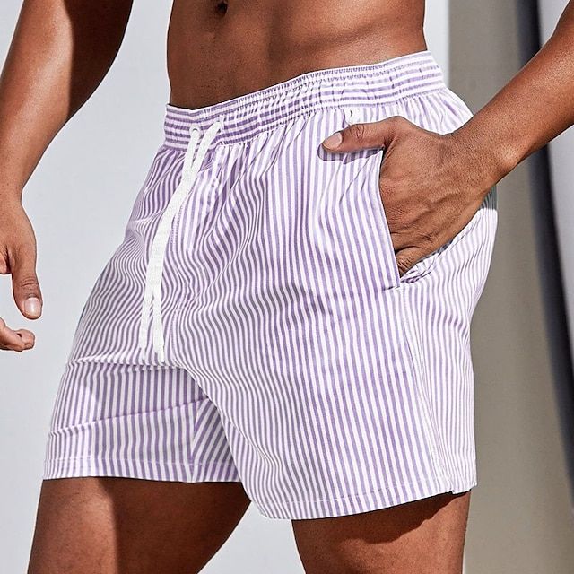 Badeshorts Mænd Stribet Design Til Strand og Pool 3