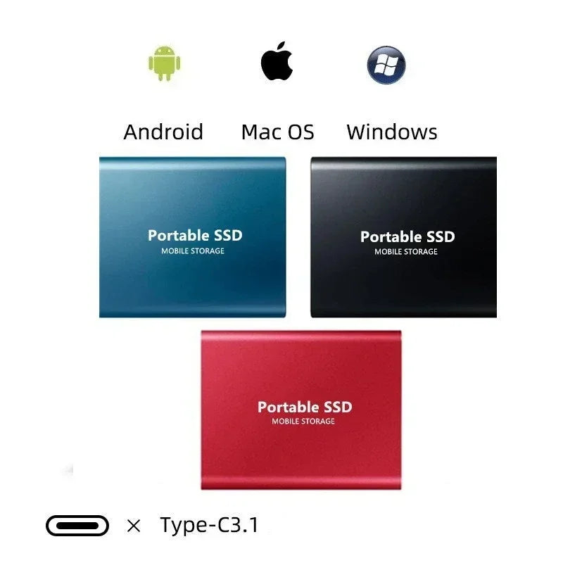 Bærbar SSD-lagring Ekstern højhastigheds USB-C 1050 MB/s 4