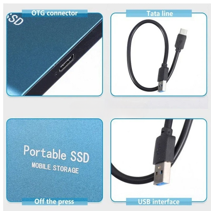 Bærbar SSD-lagring Ekstern højhastigheds USB-C 1050 MB/s 6
