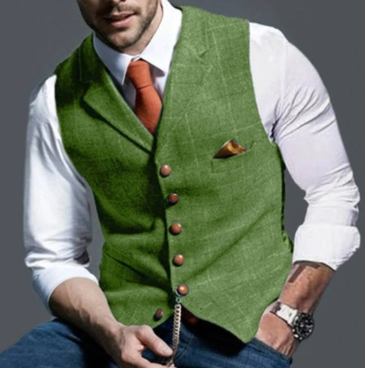 Variant image for Herre Vest Gitter Design Uld Skræddersyet-35