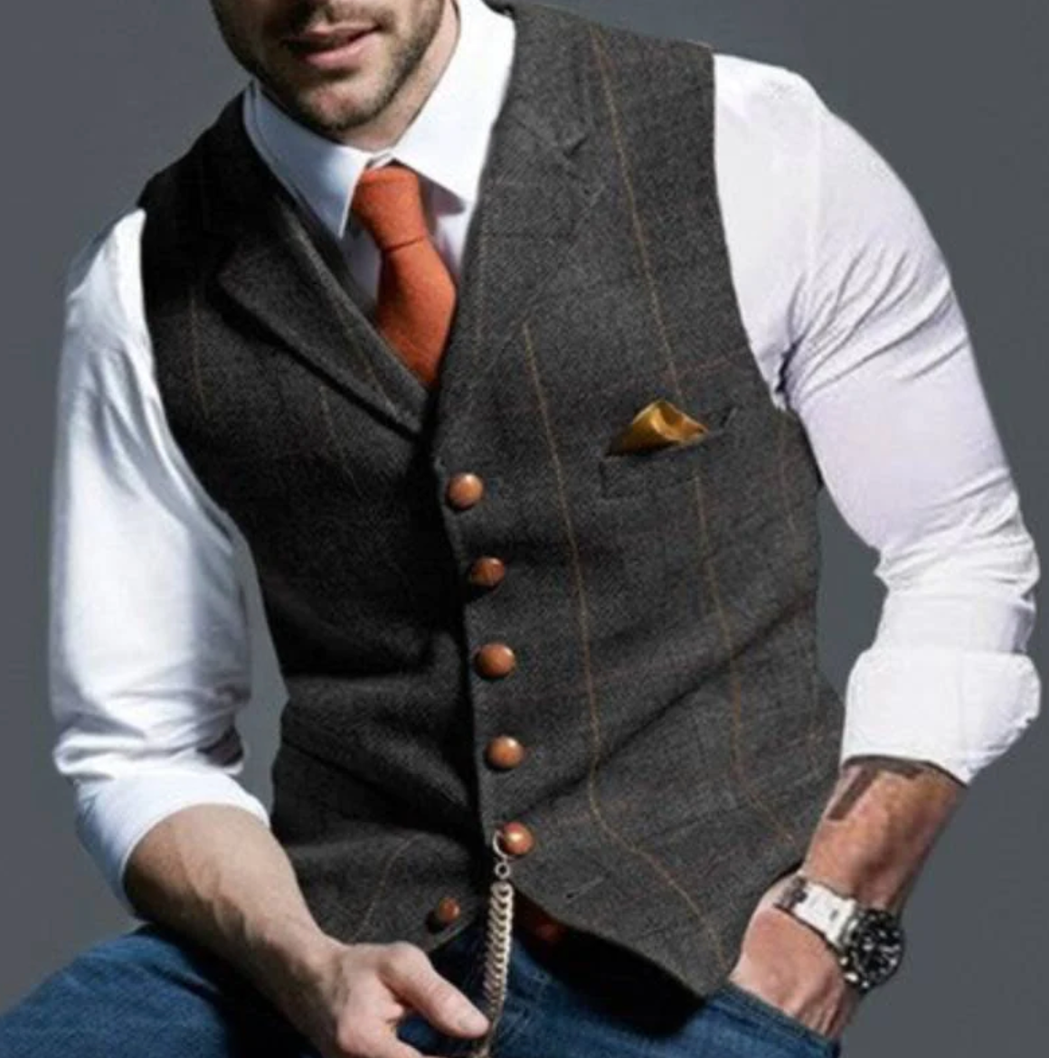 Variant image for Herre Vest Gitter Design Uld Skræddersyet-20
