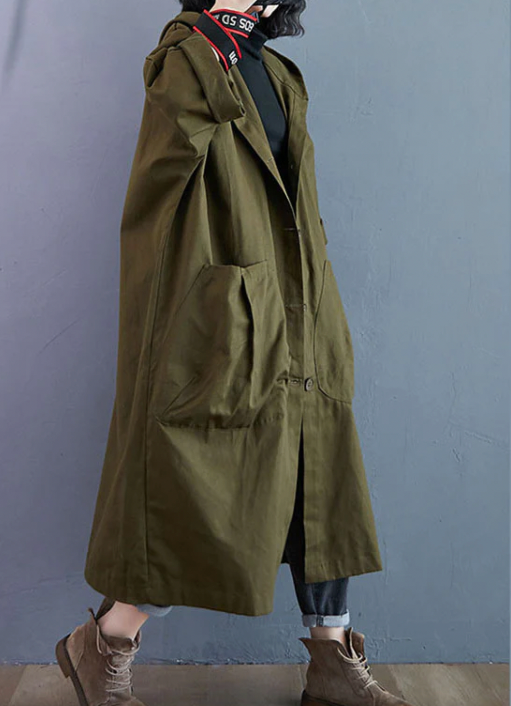 Kvinders Lang Jakke Moderne Højkvalitets Stof-3