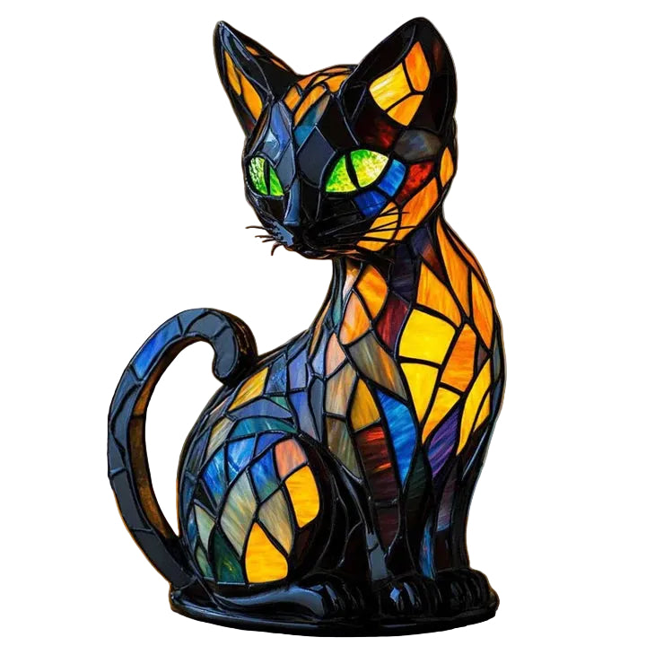 Bordlampe i Farvet Glas med Kunstnerisk Design 0