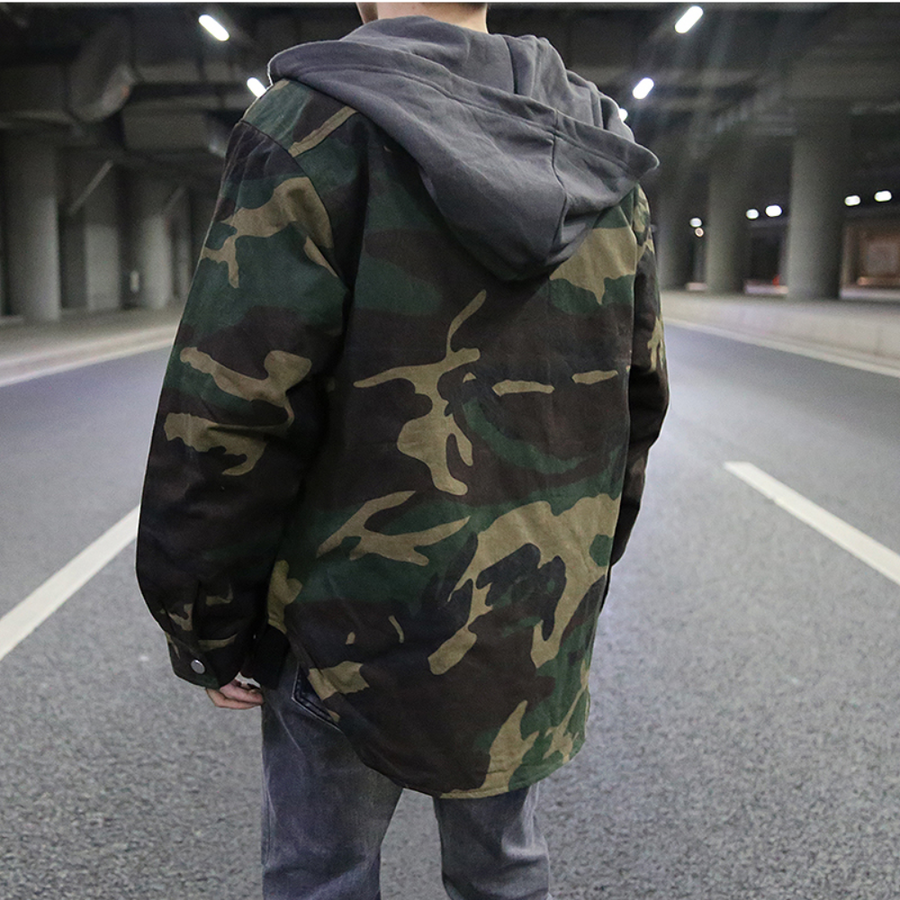 Hoodies Mænd Camouflage Moderne Pasform 100% Bomuld-2