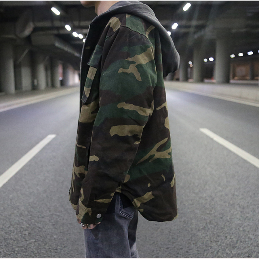 Hoodies Mænd Camouflage Moderne Pasform 100% Bomuld-3